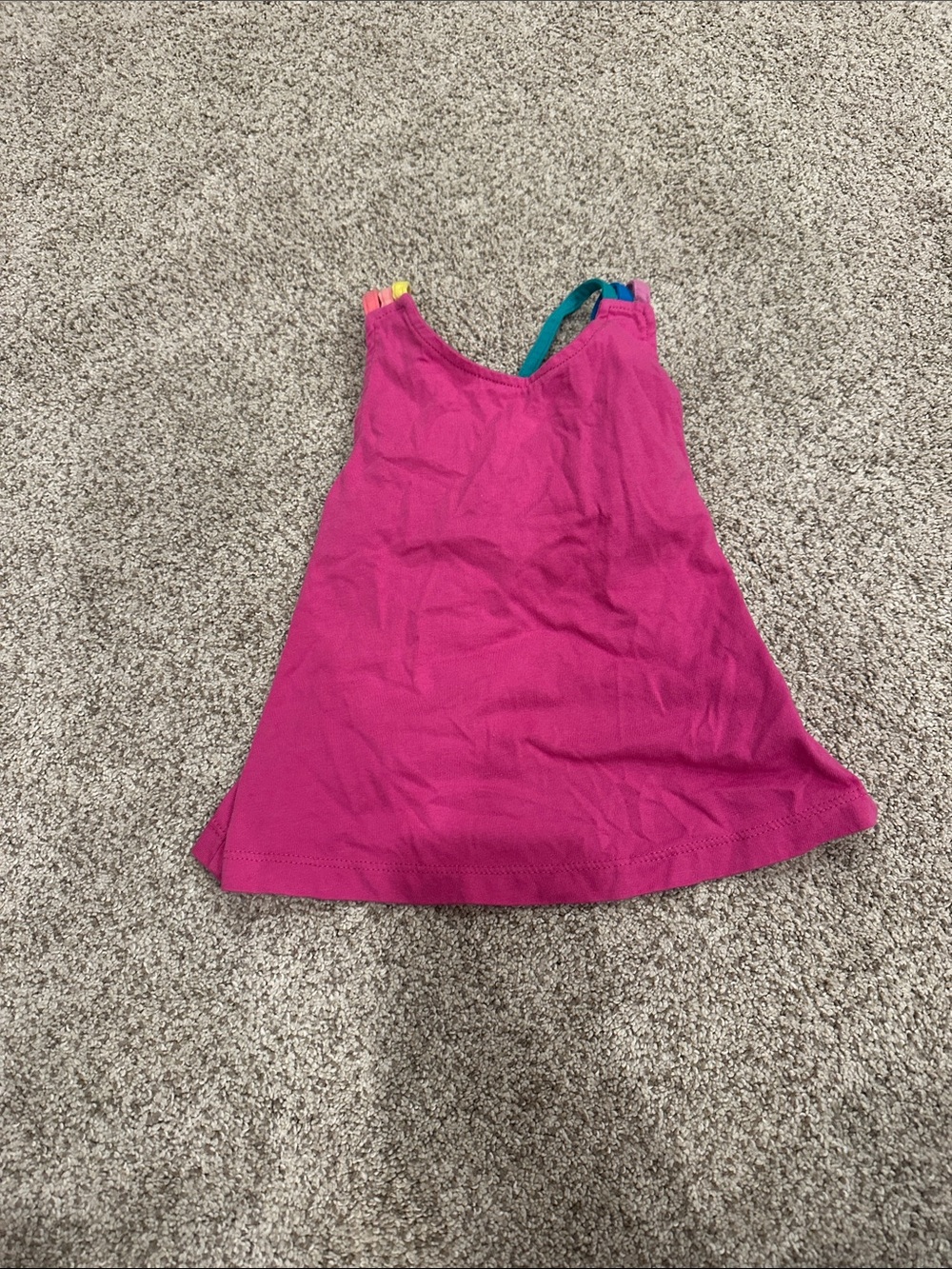 Mini Boden Girls' pink Tank Top Contrasting colorful criss cross Straps 2-3 yrs